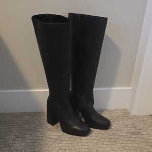 Aldo Black Heeled Knee-High Boots